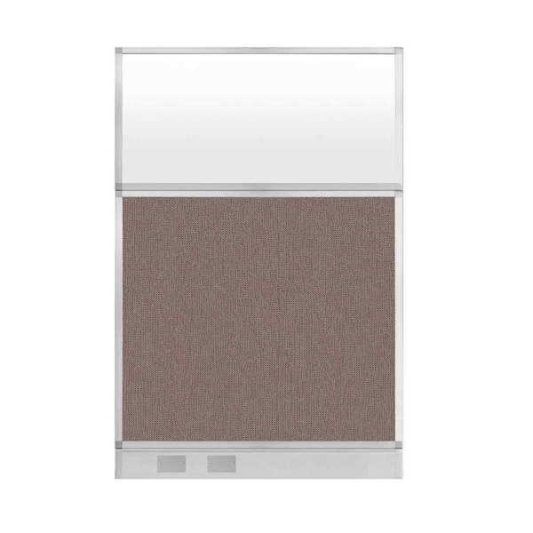 Hush Panel Configurable Cubicle Partition 4' x 6' Latte Fabric Frosted Window w/ Cable Channel